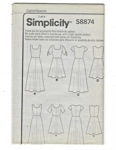 Knit Dress in 2 Lengths Miss 10-12-14-16-18 Simplicity S8874 Sewing Pattern Plus - Picture 3 of 4