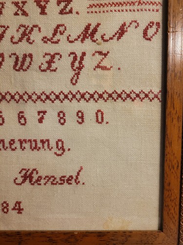 Antique Handmade Embroidery Stitches Samplers Picture Frame - Picture 8 of 15