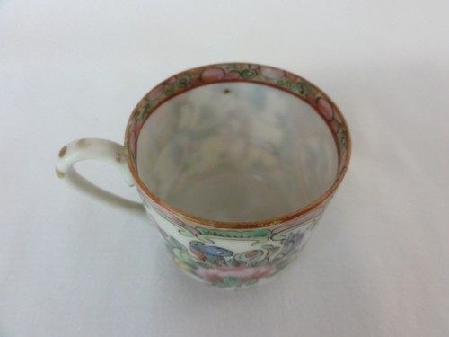"Antigua taza de té pequeña medallón rosa porcelana china de 1 7/8" - Imagen 7 de 12