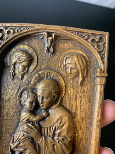 Vintage Composition St Anthony Pray For Us Mini Wall Plaque Decor Detail Angel  - Picture 4 of 6