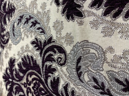 Grenada Damask Purple Silver Upholstery Fabric By The Yard - Picture 3 of 8
