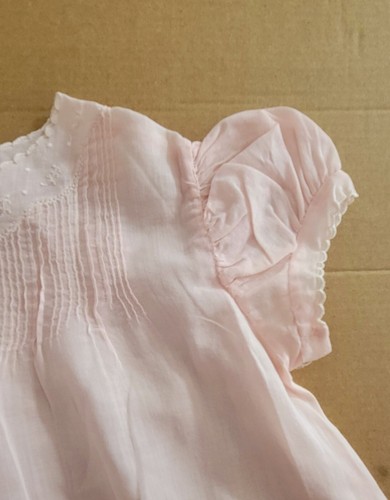 Antique Vtg 1940's Girl's Baptism Lot Dress Slip (Pink) Gown Bonnet Wrap (Ivory) - Picture 7 of 23