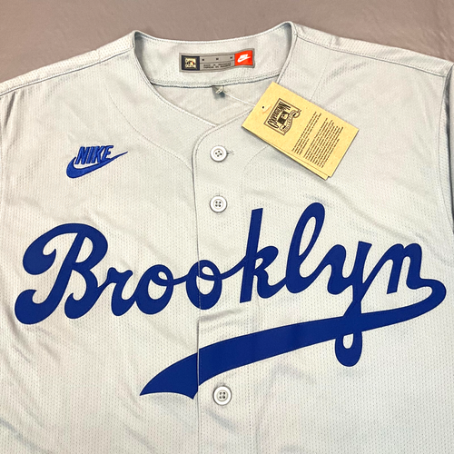 New Nike Brooklyn Dodgers Gray Script Blank MLB Button Up Jersey Sz M $155 - Picture 4 of 13