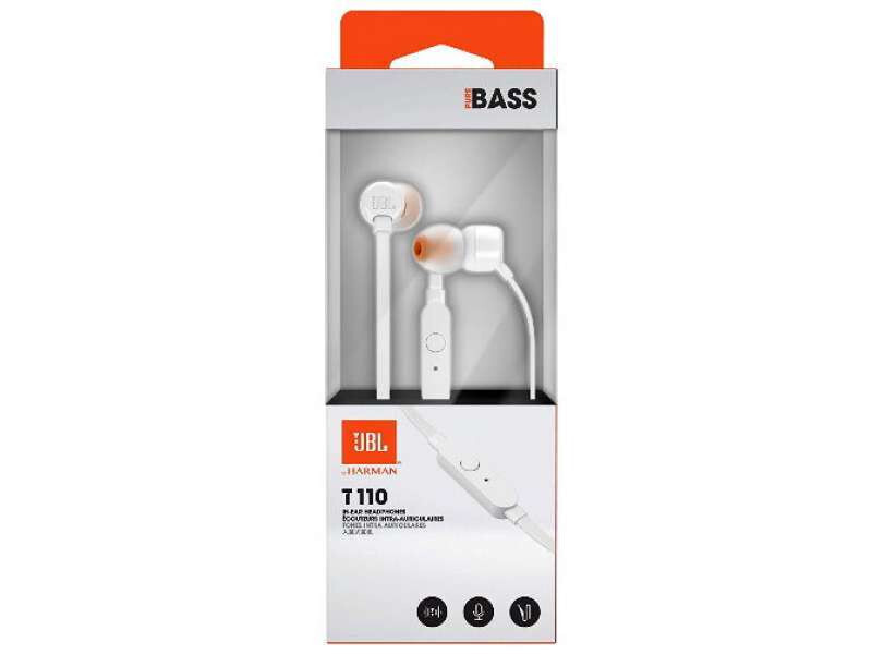 Thumbnail - Jbl T110 Kopfhörer In-ear Flachkabel 3,5mm Headset Mit Bass Sound Weiß
