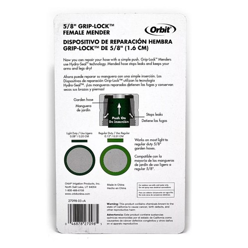 Orbit Female Mender Gartenschlauch Hahnverbinder 5/8 Zoll Pro Series Grip Lock 27098 - Bild 11 von 11
