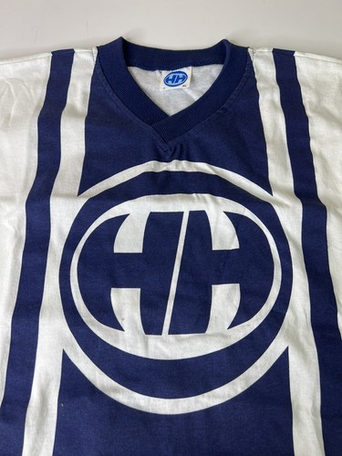 Vintage 90s Y2K Helly Hansen V-Neck Jersey Shirt Striped Navy XL New NWT Rap VTG - Picture 2 of 9