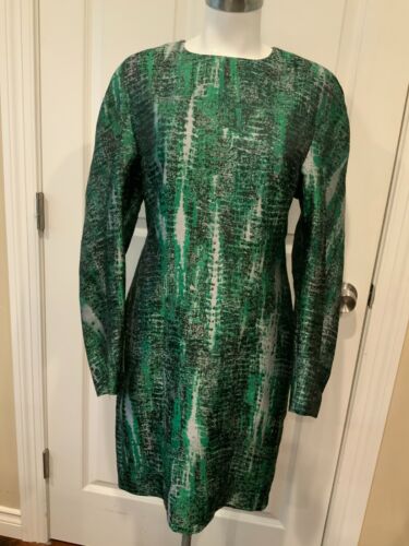 Stella McCartney Green Silver Splatter Shift Dress, Size 6 (US) 42 (IT)
