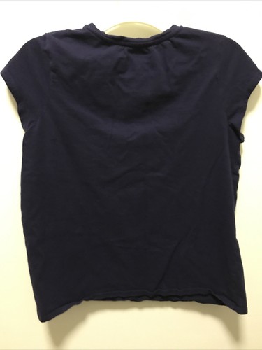 gymboree girls XL 14 solid dark blue short sleeve shirt 100% cotton crew neck - Picture 4 of 5