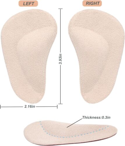 3 Pairs Shoe Insoles for Flat Feet, Reusable Arch Inserts for Plantar Fasciitis - Picture 2 of 6