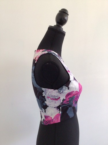 Luvalot Womens Formal Crop Top Size 8 Floral Bloom Zip Back Tank Satin - Picture 4 of 14