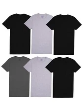 6 Pack Mens Eversoft 100% Cotton Stay Tucked Pocket Crew T-Shirt 2XL May Vary