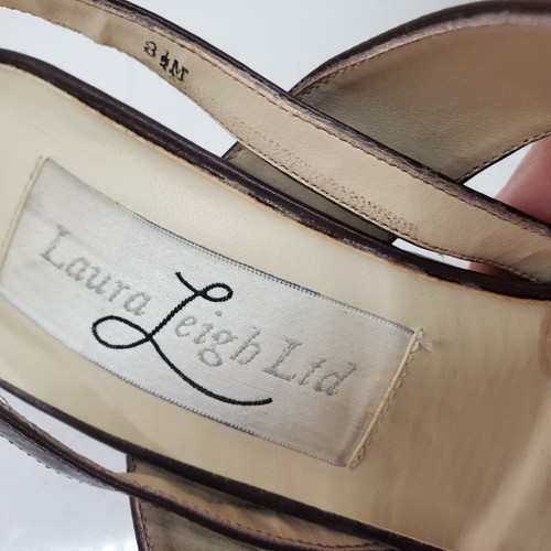 Vintage Laura Leigh Chunky Strappy Brown Sandals Heels 90s Vibe Size 8.5 Medium - Picture 22 of 24