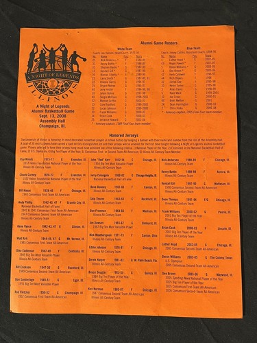 Illinois Illini Basketball signiert 2008 Night of Legends Programm und Tickets - Bild 4 von 11