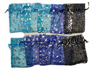 Pouch, 12 organza bags 3x4.5" with drawstring, stars pattern, colors may vary
