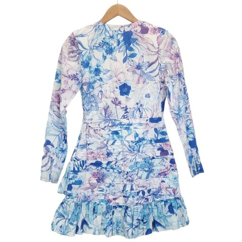 Rococo Sand Amaya Long Sleeve Ruched Pleated Floral Mini Dress Size XS - Picture 4 of 14