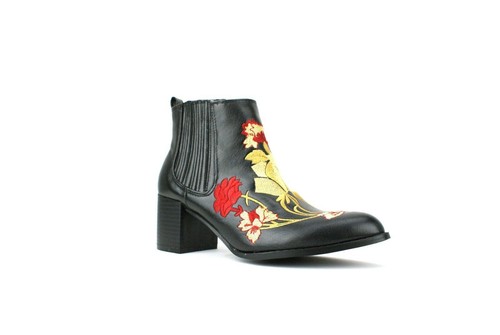 BOTAS CHELSEA BORDADAS AL TOBILLO TACÓN BLOQUE DAMAS MUJERES BOTINES ZAPATOS TALLA - Imagen 3 de 9