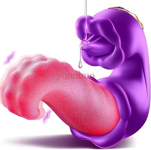 2in1-Rosa-Lingua-Vibratore-Clit-Massaggio-Leccare-Orale-Personale-Massaggio-Per-Donna - Foto 9 di 13