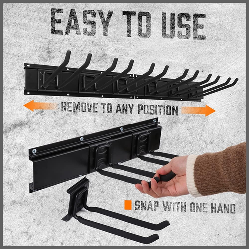 64-Inch Heavy Duty Garage Organization Rack, 4 Packs Rails and 9 Adjustable Hook - Picture 6 of 12