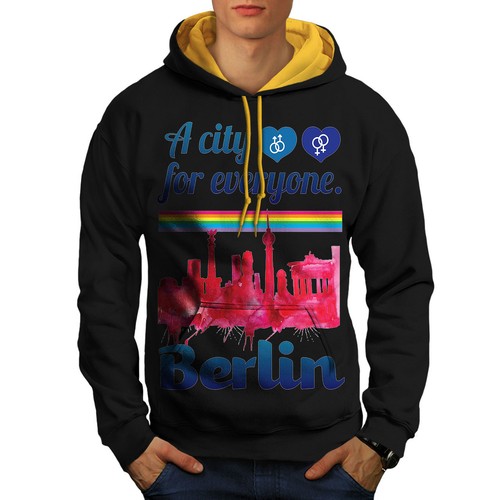 Urban Hoodie Pride Contrast Berlin Love Black New Men gold Hood w5XCqR7FX