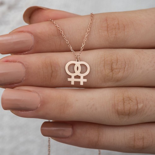Double Female Symbol Necklace Sterling 