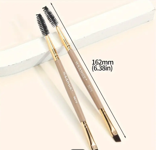 2 X Duo Eye brow Brushes Brown Eyelash Comb Angled Eyebrow Brush Spoolie Brush - Picture 4 of 4