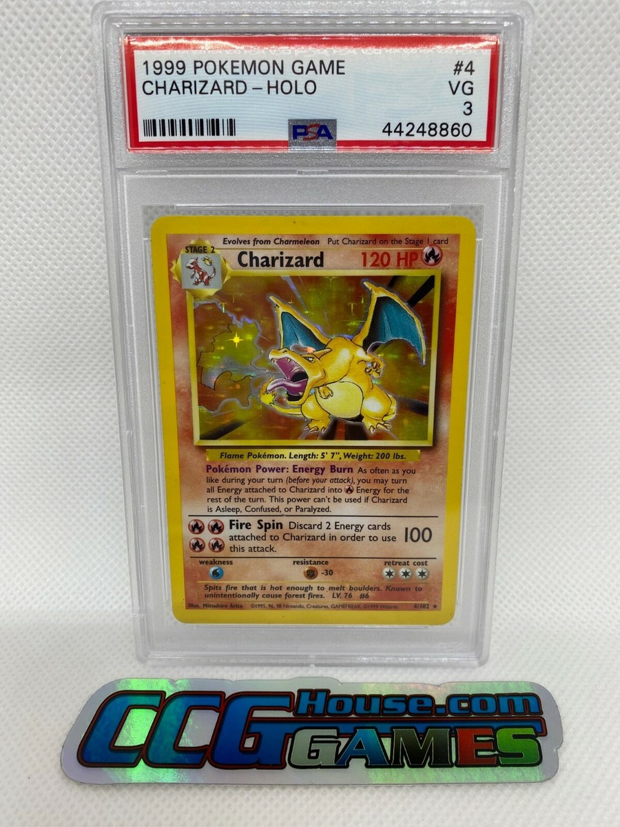 Pokemon Charizard HOLO Foil #4 Base Set 1999 PSA 3 #44248860