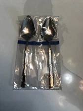 Lot 2 New Exotic Bamboo Stainless Serving Spoons Korea 8" Sunshine Products TIKI