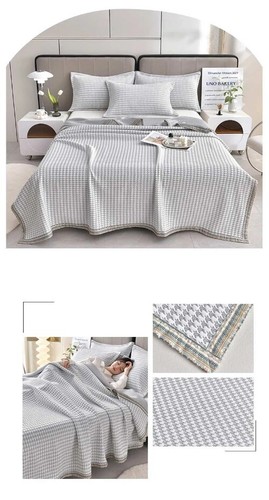 Coperta copriletto jacquard adatto alla pelle asciugamano coperte stile semplice a quadri - Foto 22 di 36