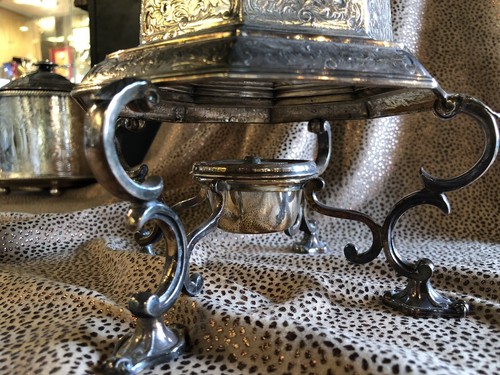 Antique English Silverplate Coffee Server with Warming Stand Hallmarked - Picture 12 of 12