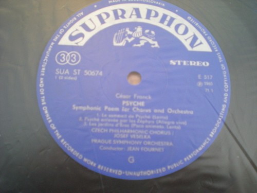 FRANCK - PSYCHE = SUPRAPHON SUA ST 50674 STEREO BLUE LABEL - Picture 3 of 3