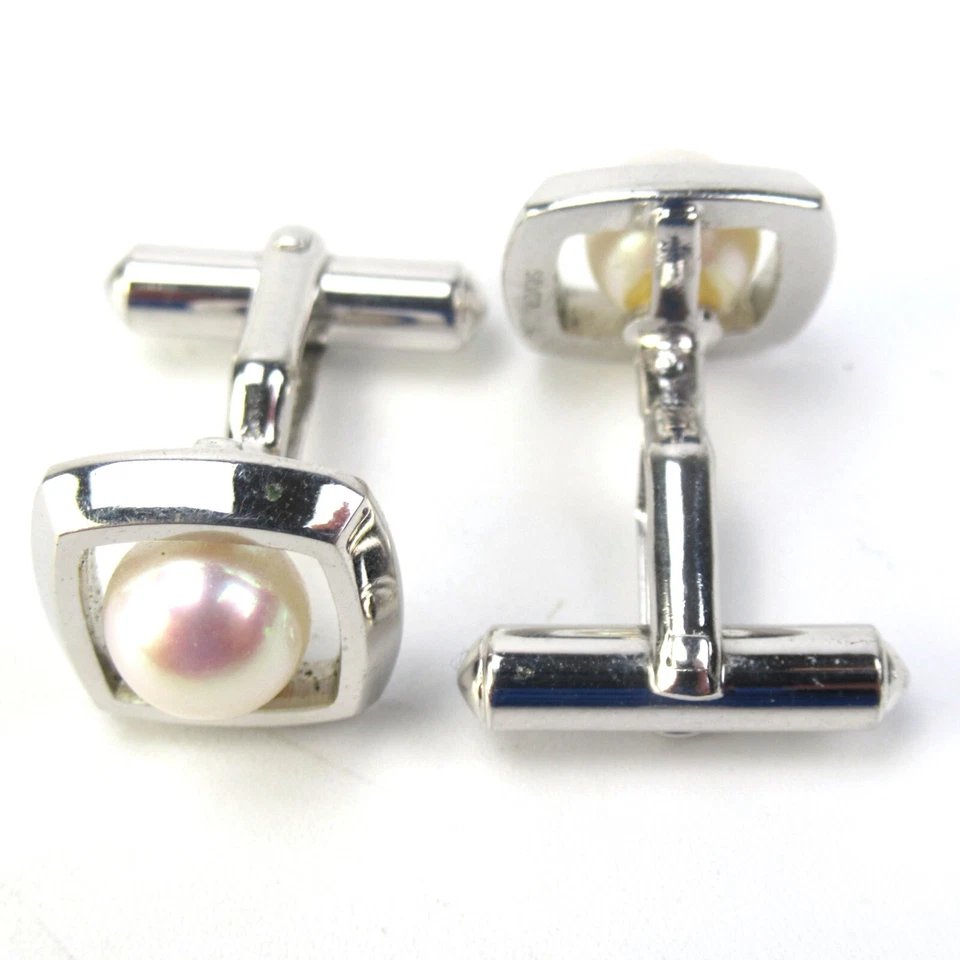 Designer Manschettenknöpfe aus Silber Perlen Retro Silver Cufflinks Vintage + - Bild 3 von 4