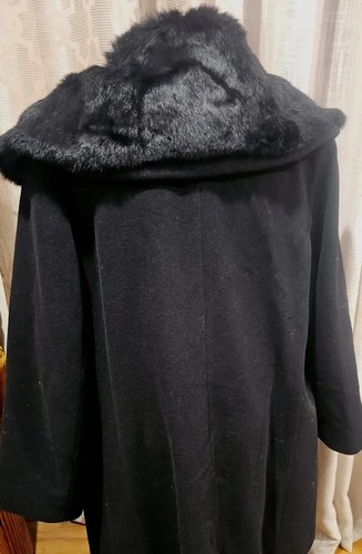 Cappotto lungo lana/cashmere di Cinzia ROCCA. Taglia 14 con collare del coniglio. - Foto 2 di 8