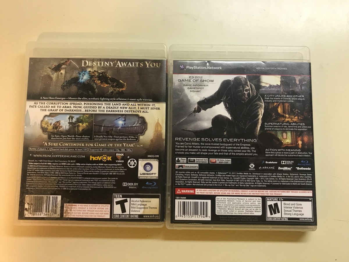 PS3 Action Adventure Lot - Dishonored and Prince of Persia with 
