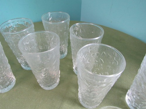 Vintage Bubble Dimpled Clear Libby Large & Small Drinking Glasses Set Lot of 10 - Picture 8 of 11