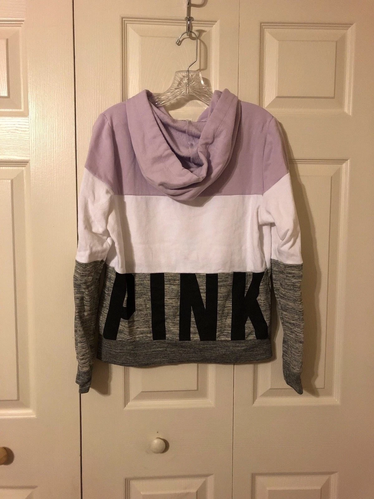 UNDERCOVER Felpa con cappuccio Victoria's Secret ROSA full zip viola colorblock M NUOVA