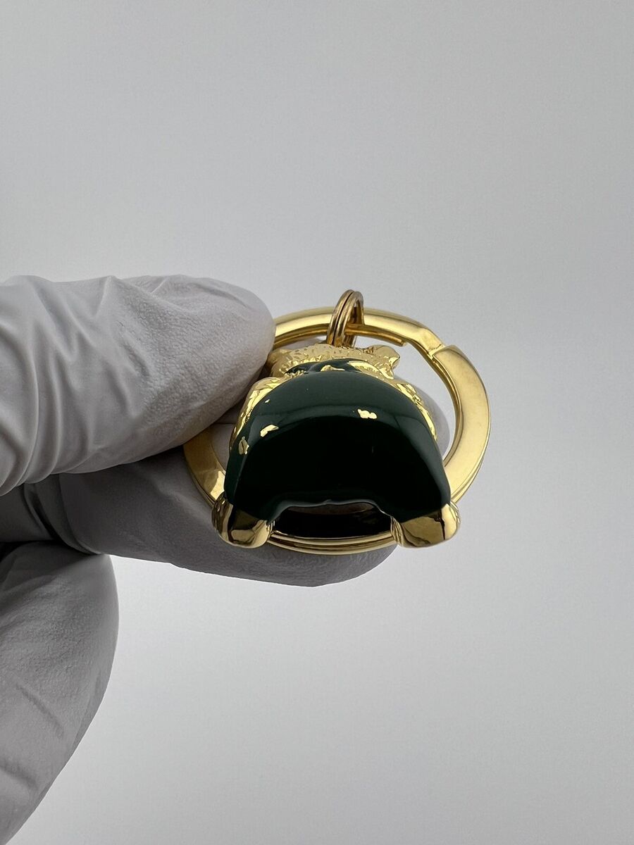 Harrods Gold Tone Teddy Bear KEY RING. Used. Chips in Green Harrods Gold Tone Teddy Bear KEY RING. Used. Chips in Green