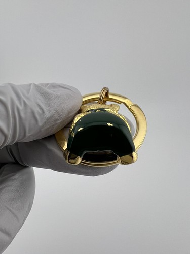 Harrods Gold Tone Teddy Bear KEY RING. Used. Chips in Green Enamel. - Picture 7 of 10