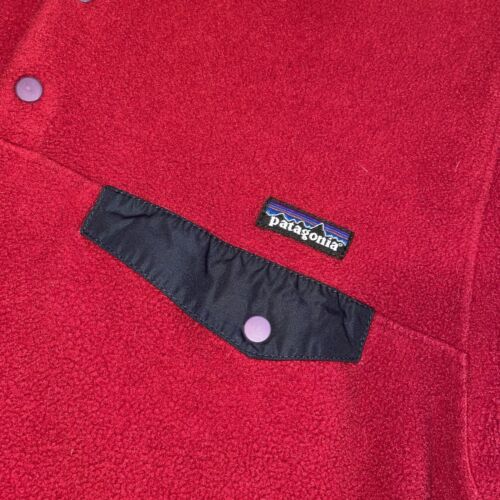 Patagonia Mens Small LW Synchilla Snap-T Fleece Pullover Sweater Jacket Red C13 - Picture 5 of 7