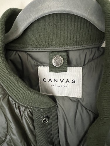 Cavas By Lands End Green Primaloft Quilted Puffer Liner Jacket Snaps Medium - Picture 2 of 4