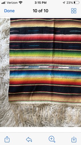 Antique Mexican Saltillo Serape Blanket/ Rug Hand Woven c. Late 1800s-early 1900 - Picture 10 of 12