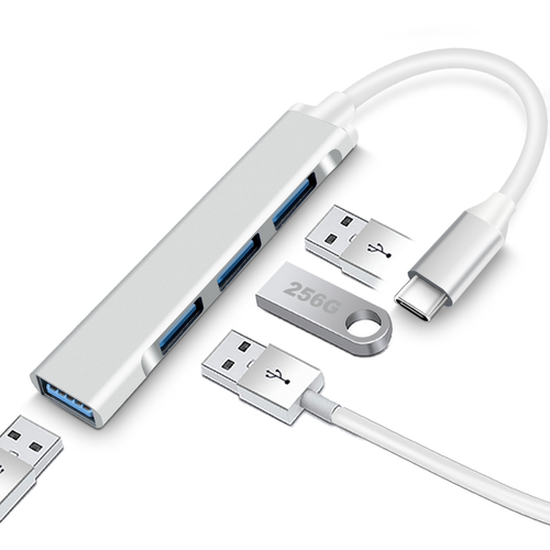Dbit 4-in-1 USB 3.0 Hub Splitter Mini Hub Type-C Docking Station - Picture 10 of 27