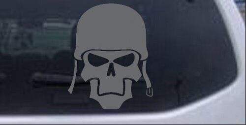 Skull with Helmet Car or Truck Window Laptop Decal Sticker 8X6.4 - Picture 7 of 32