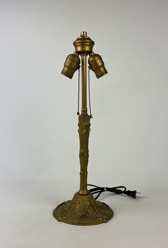 Beautiful Art Deco Nouveau Double Socket 19” Gilded Cast Table Lamp Vintage - Picture 1 of 15
