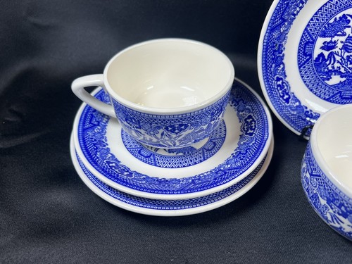 VTG Willow Ware Royal China Ironstone 3 Cups 3 Saucers 2 Bread Dessert Plates - Picture 8 of 24