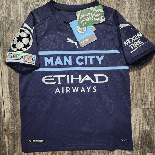 2022 Puma Manchester City Third Soccer Jersey Jack Grealish Kids XS England EPL - Picture 2 of 5