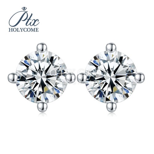 1ct~2ct Moissanite Stone Stud Earrings 925 Sterling Silver 18K White Gold Plated - Picture 12 of 16