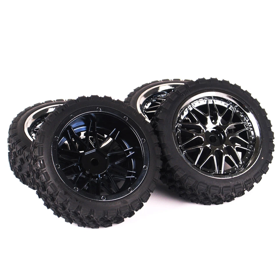 4X 1:10 Rubber Tires &Wheel Rim 12mm Hex For Rally HPI HSP On road Racing RC Car - Image 3 of 4