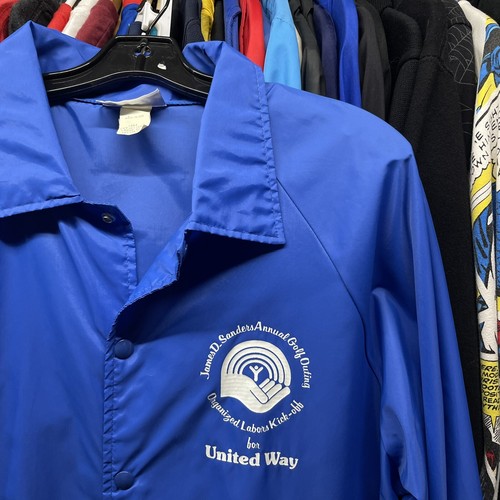 Chaqueta cortavientos United Way azul grande usada vintage años 90 - Imagen 3 de 8