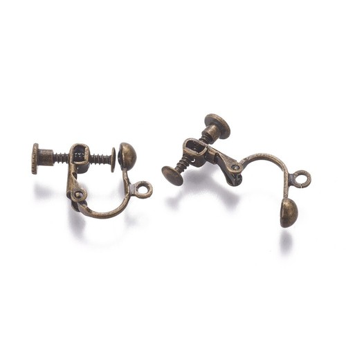 50 pcs Spiral Antique Bronze Rack Plated Brass Screw Clip-on Earring 13x17x4.5mm - Picture 2 of 2