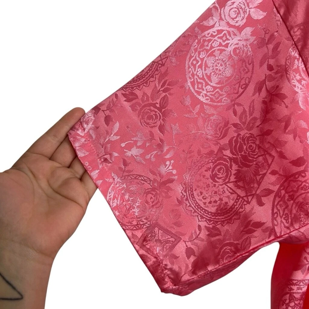 UNDERCOVER Abito camicia da notte Victoria Secret vintage etichetta oro rosa raso broccato bottoni